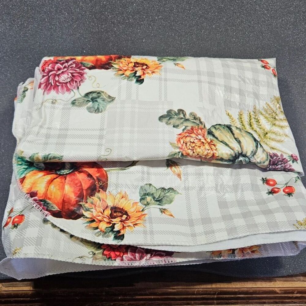 Large fall themed vinyl tablecloth with felt backround